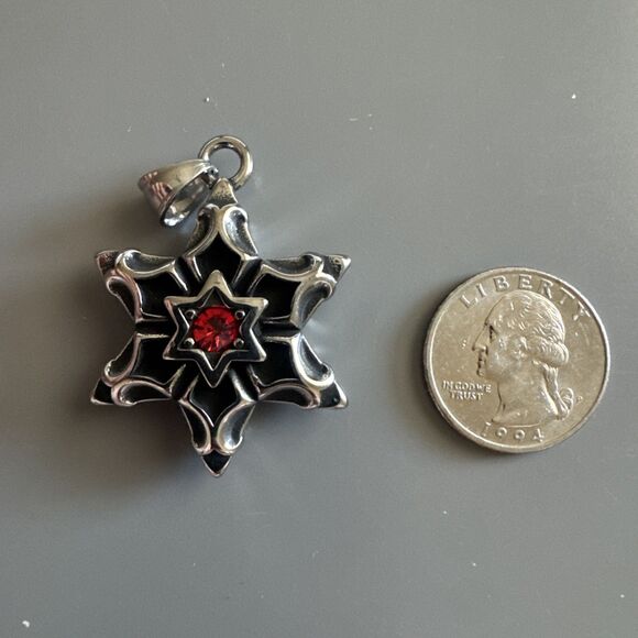 Star Of David Stainless Steel Six Pointed Star Gemstone Pendant Chain Zirconia - Picture 4 of 5